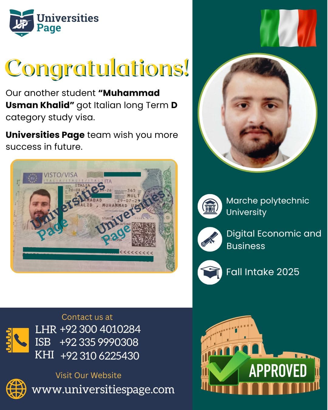 Success Story for Italy study visa