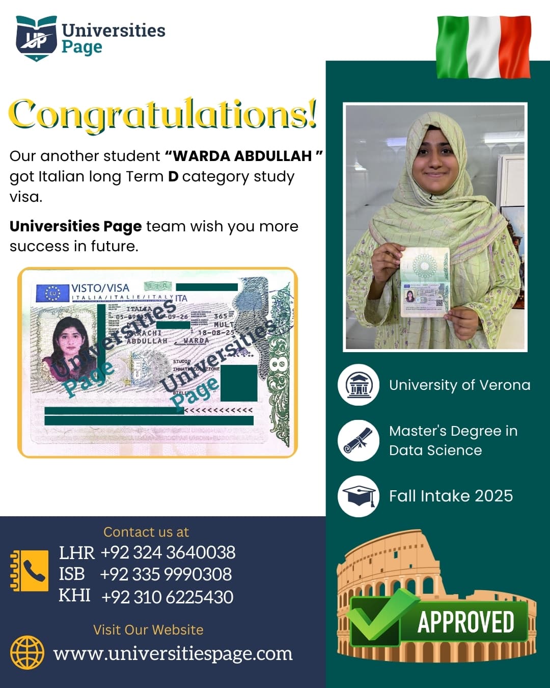 Success Story for Italy study visa