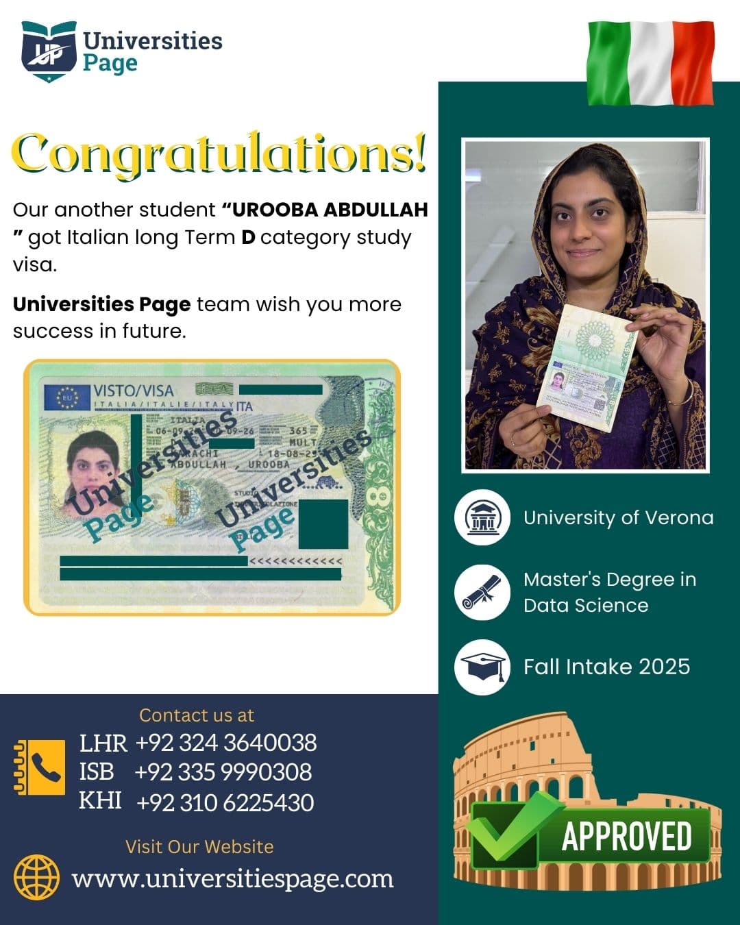 Success Story for Italy study visa